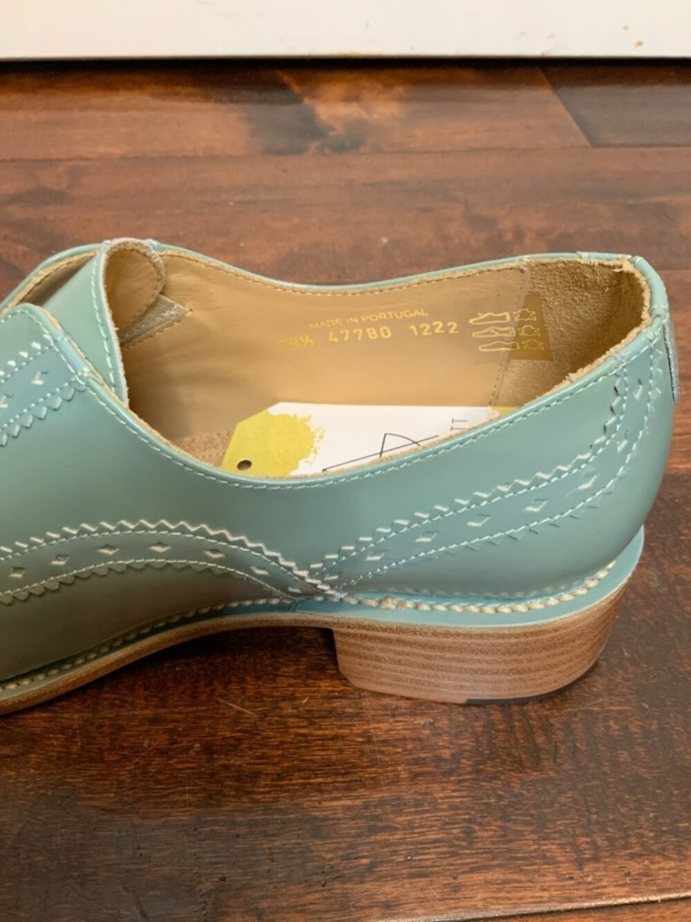 The Office of Angela Scott Blue Leather Ms. Arzner Laceless Brogues Shoes Sz 9.5 - Picture 4 of 11